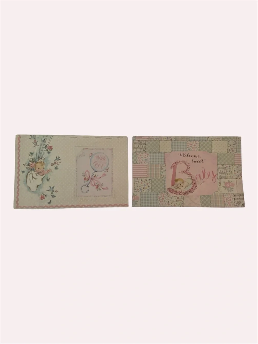 Set of 2 Handmade Vintage Baby Pocket Notebooks Lined Journal Stationery Gift